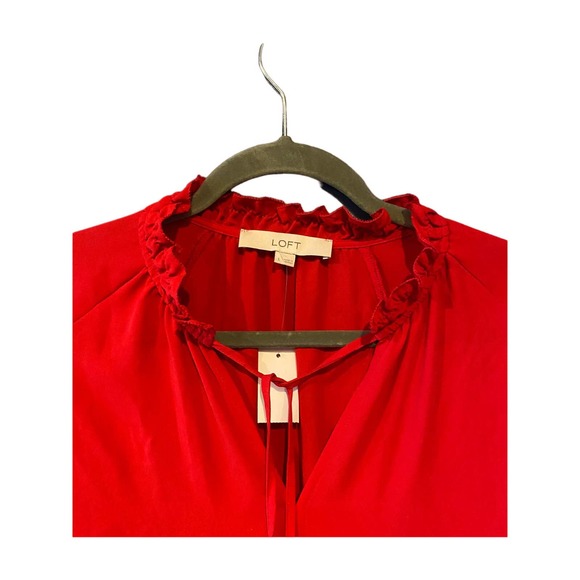 LOFT Red Ruffle Blouse - Picture 3 of 9